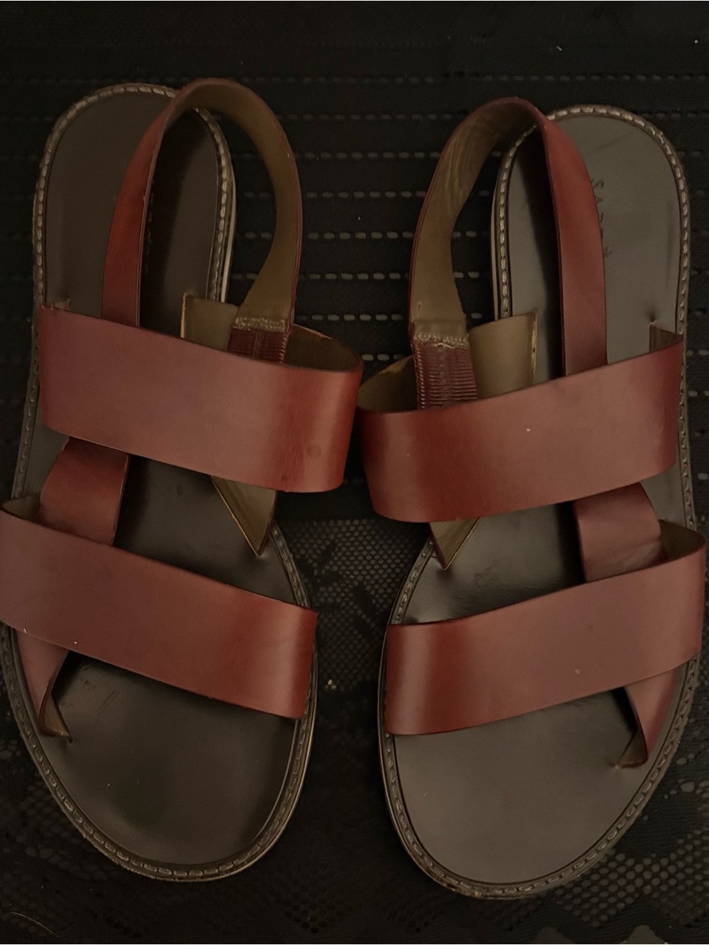 Sartore womans Brown Leather Strappy Slip-On Sandals  Rubber Outsole size 7